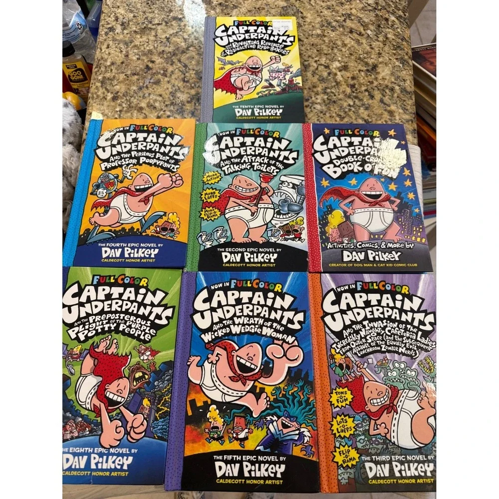 Captain Underpants Hardcover Book Lot Dav Pilkey Full Color 7 Books Scholastic